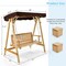 Patio Wooden Swing Bench Chair with Adjustable Canopy for 2 Persons
